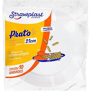 PRATO DESC. REDONDO N.21 ACRILICO BRANCO PCT C/10un (PRB-021 STRAWPLAST)