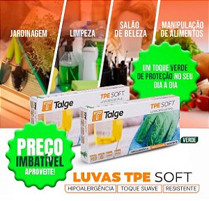 LUVA TPE SOFT VERDE (TALGE) CX C/100un (TAM. G)