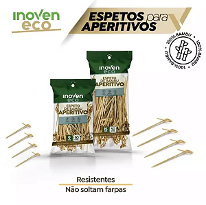 ESPETO DE BAMBU APERITIVO (KNOTTED STICK) 15CM (PCT C/ 50 UN) - INOVEN