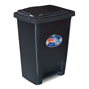 LIXEIRA 35LT RETANGULAR C/ PEDAL PRETO (ARQPLAST REF 25867)