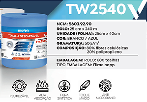 PANO MULTIUSO ROLO 240MTS X 25CM 50g (INOVEN) AZUL TW2540