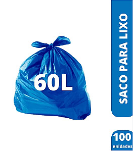 SACO P/ LIXO 60lts AZUL (FINO) C/100un
