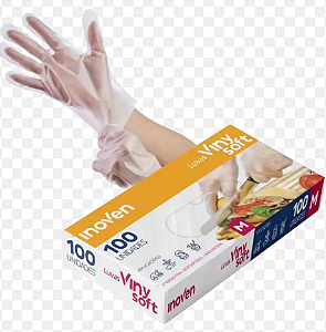 LUVA VINYSOFT S/ PO (INOVEN) CX C/100UN (TAM. M)