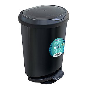 LIXEIRA 45LT C/ PEDAL BORDA TRAVA SACO PRETA (ARQPLAST REF 25746)