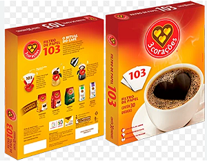 COADOR/ FILTRO DESCARTAVEL 3 CORAÇÕES (N. 103) (C/ 30 UN)