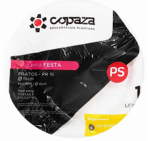 PRATO DESC. BCO RASO 15cm CX C/25pct X 10un (COPAZA)