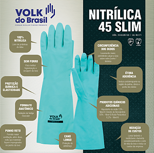 LUVA NITRILICA 45 SLIM VERDE MANGA LONGA (TAM. G) - VOLK (PAR)