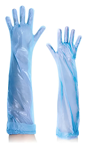 LUVA DESC. AZUL MANGA LONGA 65CM (PCT C/100un) TAM. UNICO VOLK