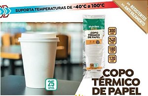 COPO PAPEL 300ML BRANCO - PCT C/ 25 UN - INOVEN
