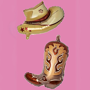 Balão Chapéu e Bota Marron Para Despedida de Solteira