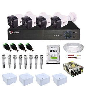 Kit 4 Câmeras + DVR 4 Canais 2 Megas com HD 500GB JL Protec