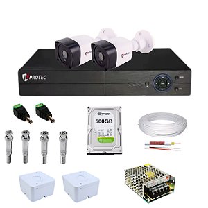 Kit 2 Câmeras + DVR 4 Canais 2 Megas com HD 500GB JL Protec