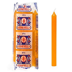 Vela Palito Tradicional N6 14cm (Pacote com 8) - Laranja