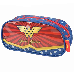 Estojo Escolar Mulher Maravilha Azul 7884 Luxcel