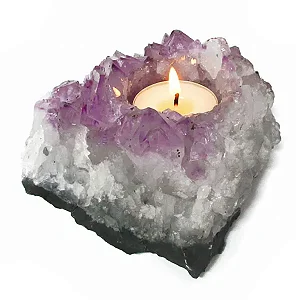 Porta Vela Natural Drusa de Ametista Energia Espiritua