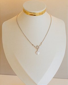 CHOKER COM FECHO BOIA E PINGENTE DE SAO BENTO NO RÓDIO