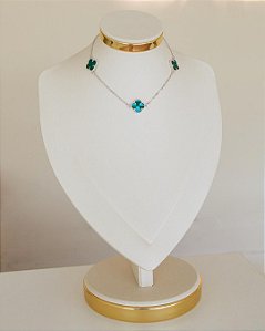 COLAR TREVO TRIPLO CADEADINHO JADE NO RÓDIO