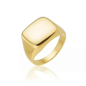 ANEL QUADRADO ABAULADO BANHADO A OURO 18K - 15