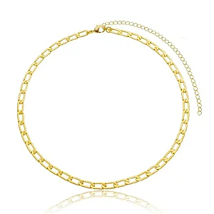CHOKER ELOS ACHATADOS STYLE BANHADO A OURO