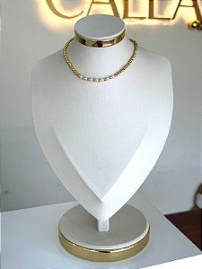 CHOKER BOLINHA COM PÉROLA ABS BANHADO A OURO