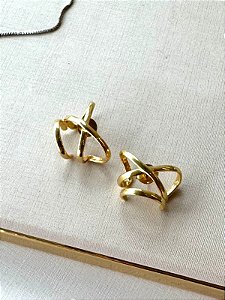 BRINCO EAR CUFF CRUZADO NO OURO