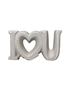 Enfeite cerâmica 'I love U'
