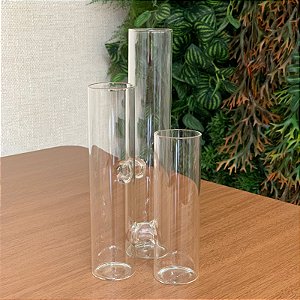 Vaso de vidro 3 tubos cilindro