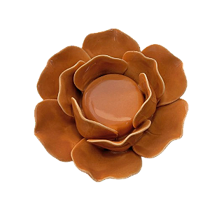Castiçal porcelana flor - caramelo