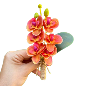 Porta-guardanapo galho mini orquídeas laranja
