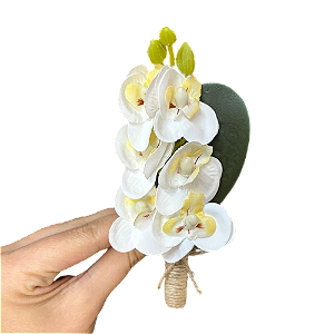 Porta-guardanapo galho mini orquídeas brancas