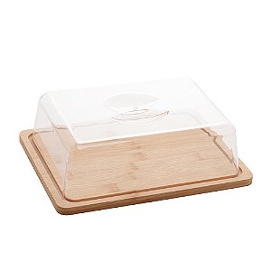 Porta frios em bambu com tampa em acrílico