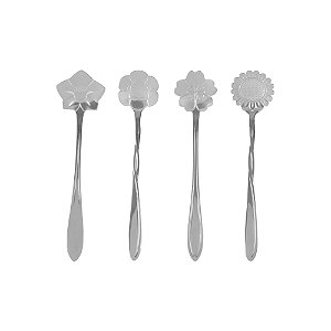 Kit com 4 colheres de chá - modelo flores