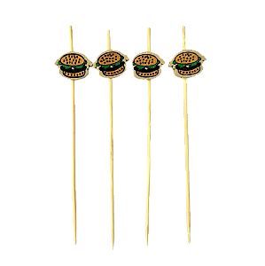 Kit com 50 palitos aperitivos 'Hambúrguer'