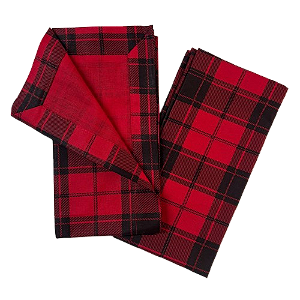 Guardanapo de tecido xadrez vermelho e preto