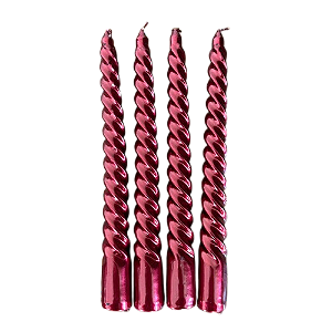 Kit com 4 velas espiral vinho metalizada