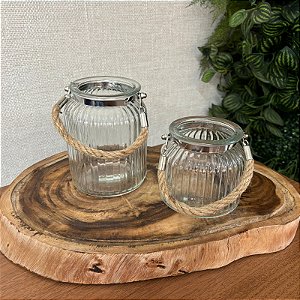 Kit com 2 vasos vidro com corda