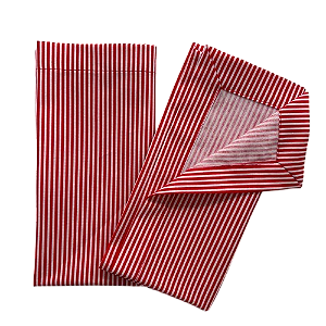 Guardanapo de tecido listrado vermelho e branco