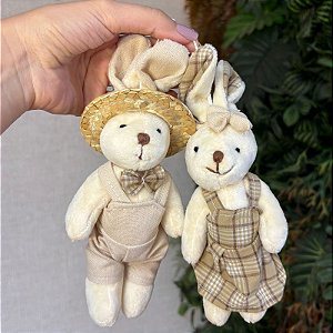 Casal coelho pelúcia 23 cm