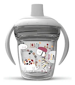 Copo De Transição Helsim Com Alça Válvula Antiengasgo 170ml Cor Cinza Naútica