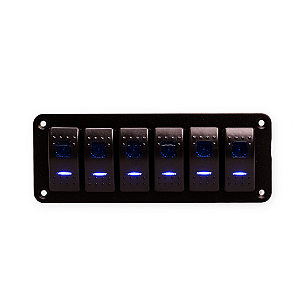 Painel Retangular Preto Led - Azul 6 Botões