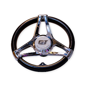 Volante GT NINGBO 3 Raios Preto e Prata Polido