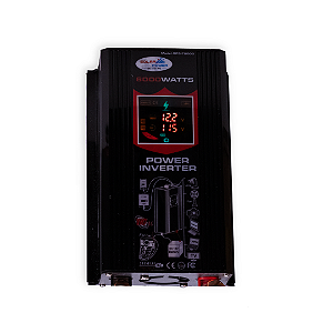 Inversor 12v/110v DC/AC Solar Power 6000W Preta 2 USB Display Digital