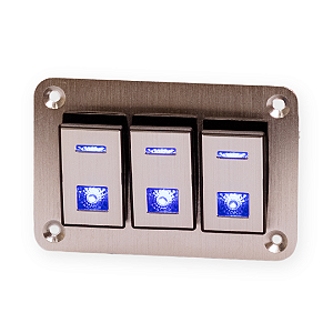 Painel Retangular Alumínio LED Azul 3 Botões