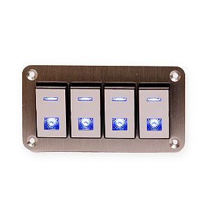 Painel Retangular Alumínio LED Azul 4 Botões