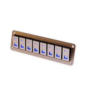 Painel Retangular Alumínio LED Azul 8 Botões