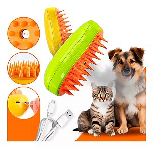 Escova Vapor Tira Pelo Pet Recarregável Cães e Gatos