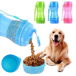 Bebedouro e Comedouro Portátil 2 em 1 para Cães Pet Cachorro Passeio
