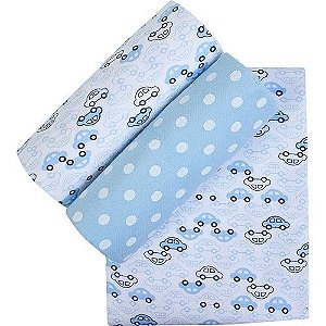 Conjunto  Cueiro  Soft Estampado Azul  80x60- 3 unidades - Papi Têxtil