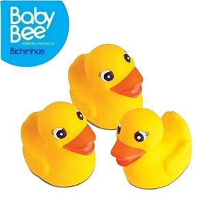 Kit com 3 Patinhos de Borracha Para Banho Bebê  - Baby Bee