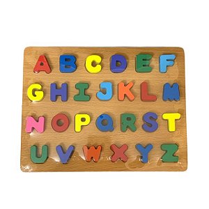 Brinquedo Educativo Didático Encaixe Madeira Alfabeto - DM Toys